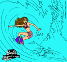 Dibujo Barbie practicando surf pintado por martha