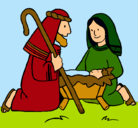 Dibujo Adoran al niño Jesús pintado por karina