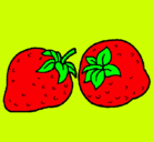 Dibujo fresas pintado por fruta
