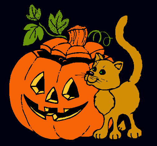 Calabaza y gato