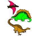 Dibujo Tres clases de dinosaurios pintado por RAUL