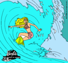 Dibujo Barbie practicando surf pintado por MERLIA