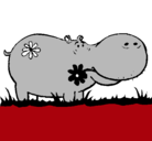 Dibujo Hipopótamo con flores pintado por ANDES72