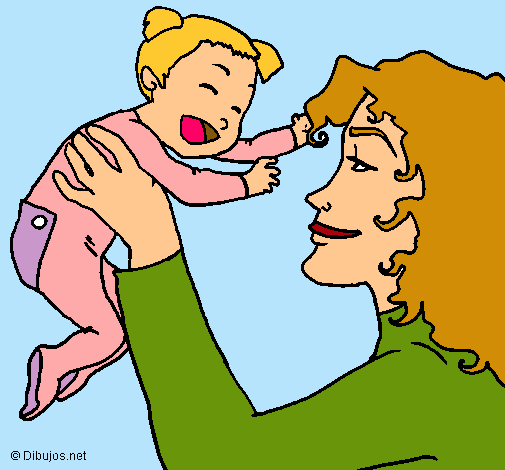 Dibujo Madre con su bebe pintado por linis