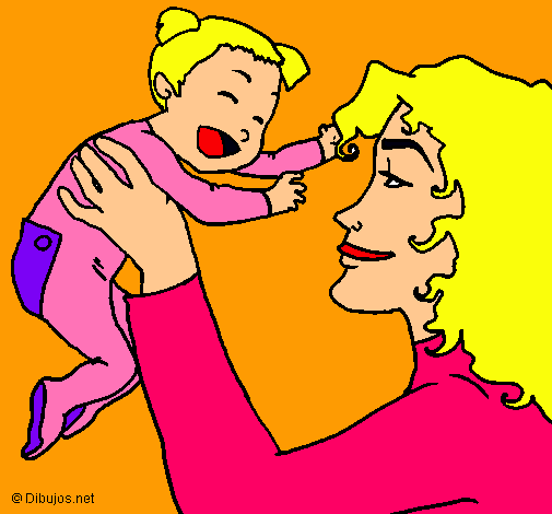 Dibujo Madre con su bebe pintado por Natica 
