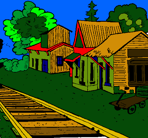 Dibujo Estación de tren pintado por mireia123