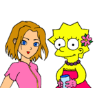 Dibujo Sakura y Lisa pintado por aurimar
