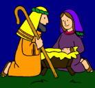 Dibujo Adoran al niño Jesús pintado por Celiet