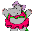 Dibujo Hipopótama con lazo pintado por BRENDINA