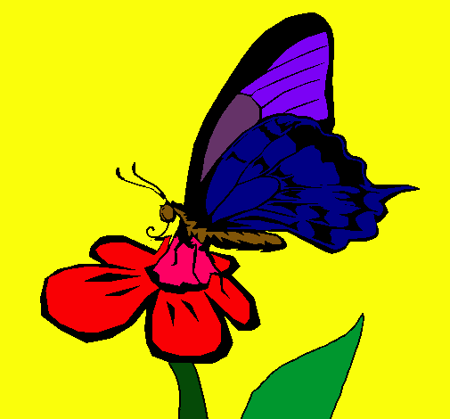 Dibujo Mariposa en una flor pintado por vivialinda