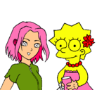 Dibujo Sakura y Lisa pintado por dihnh