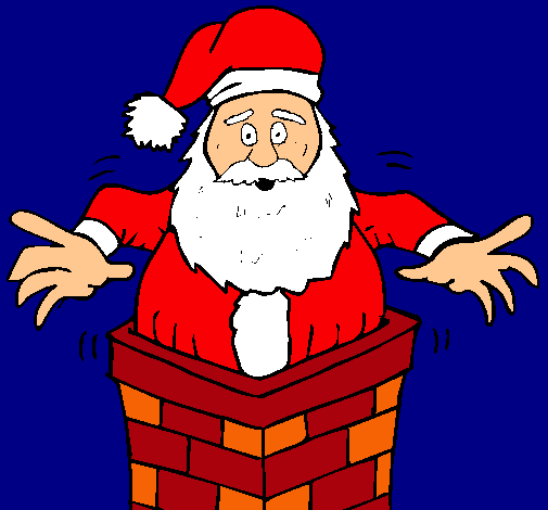 Dibujo Papa Noel en la chimenea pintado por marietta