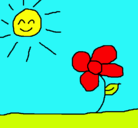 Dibujo Sol y flor 2 pintado por aroa04