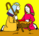 Dibujo Adoran al niño Jesús pintado por maria4