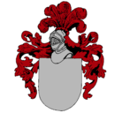 Dibujo Escudo de armas y casco pintado por cobra