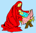 Dibujo Nacimiento del niño Jesús pintado por melani 