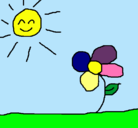 Dibujo Sol y flor 2 pintado por noryelis