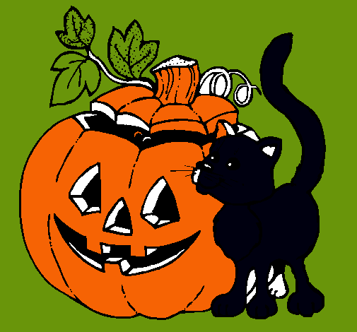 Calabaza y gato