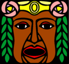 Dibujo Máscara Maya pintado por jade