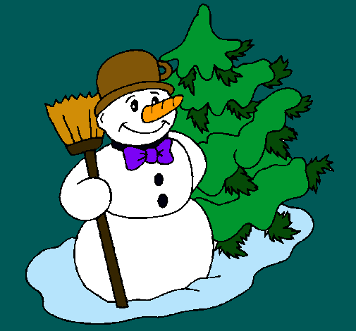 Dibujo Muñeco de nieve y árbol navideño pintado por Charli13