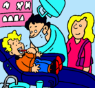 Dibujo Niño en el dentista pintado por almendra