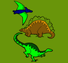 Dibujo Tres clases de dinosaurios pintado por keiderperez