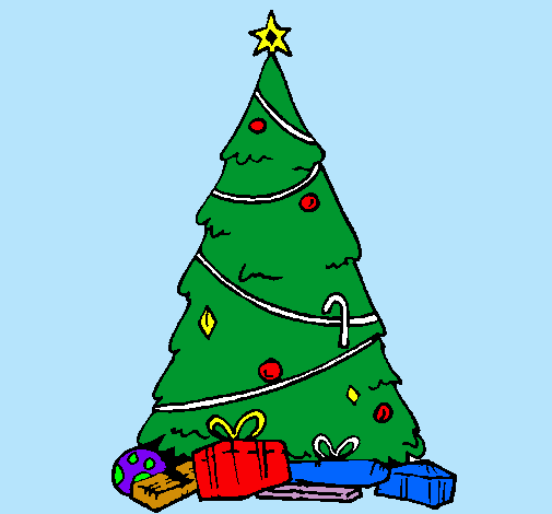 Dibujo Abeto con adornos navideños pintado por Charli13