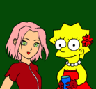 Dibujo Sakura y Lisa pintado por amyrosesonic