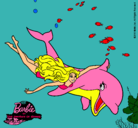 Dibujo Barbie y delfín pintado por barvie