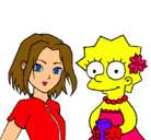 Dibujo Sakura y Lisa pintado por lolol