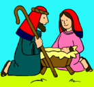 Dibujo Adoran al niño Jesús pintado por Fina