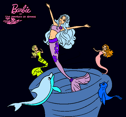 Dibujo Barbie sirena contenta pintado por Ayelen