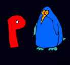 Dibujo Pingüino pintado por manitas