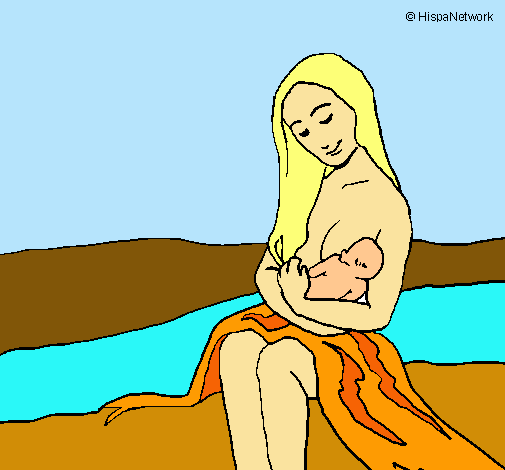 Dibujo Madre con su bebe pintado por Ayelen