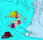 Dibujo Barbie practicando surf pintado por Liopt
