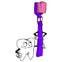 Dibujo Muela y cepillo de dientes pintado por camilasol