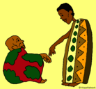 Dibujo Dos africanos pintado por ayuda