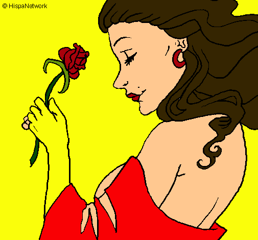 Dibujo Princesa con una rosa pintado por vivialinda