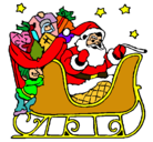 Dibujo Papa Noel en su trineo pintado por SANTA