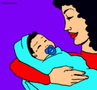 Dibujo Madre con su bebe II pintado por alegria