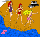 Dibujo Barbie y sus amigas en la playa pintado por dihnh