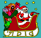 Dibujo Papa Noel en su trineo pintado por Guada