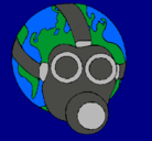 Dibujo Tierra con máscara de gas pintado por bella18