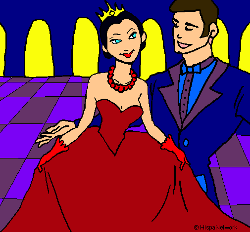 Dibujo Princesa y príncipe en el baile pintado por vivialinda