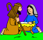 Dibujo Adoran al niño Jesús pintado por cabin