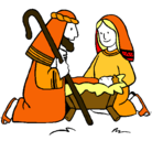 Dibujo Adoran al niño Jesús pintado por MASUNCION