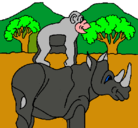 Dibujo Rinoceronte y mono pintado por brahyan