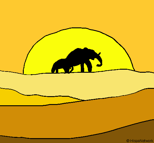 Elefante en el amanecer