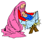 Dibujo Nacimiento del niño Jesús pintado por algones