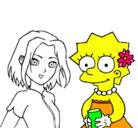 Dibujo Sakura y Lisa pintado por alykylla
